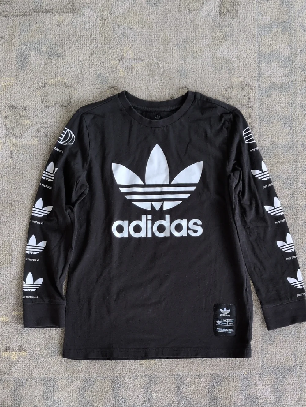 Adidas Kids Black Trefoil Long Sleeve Tee